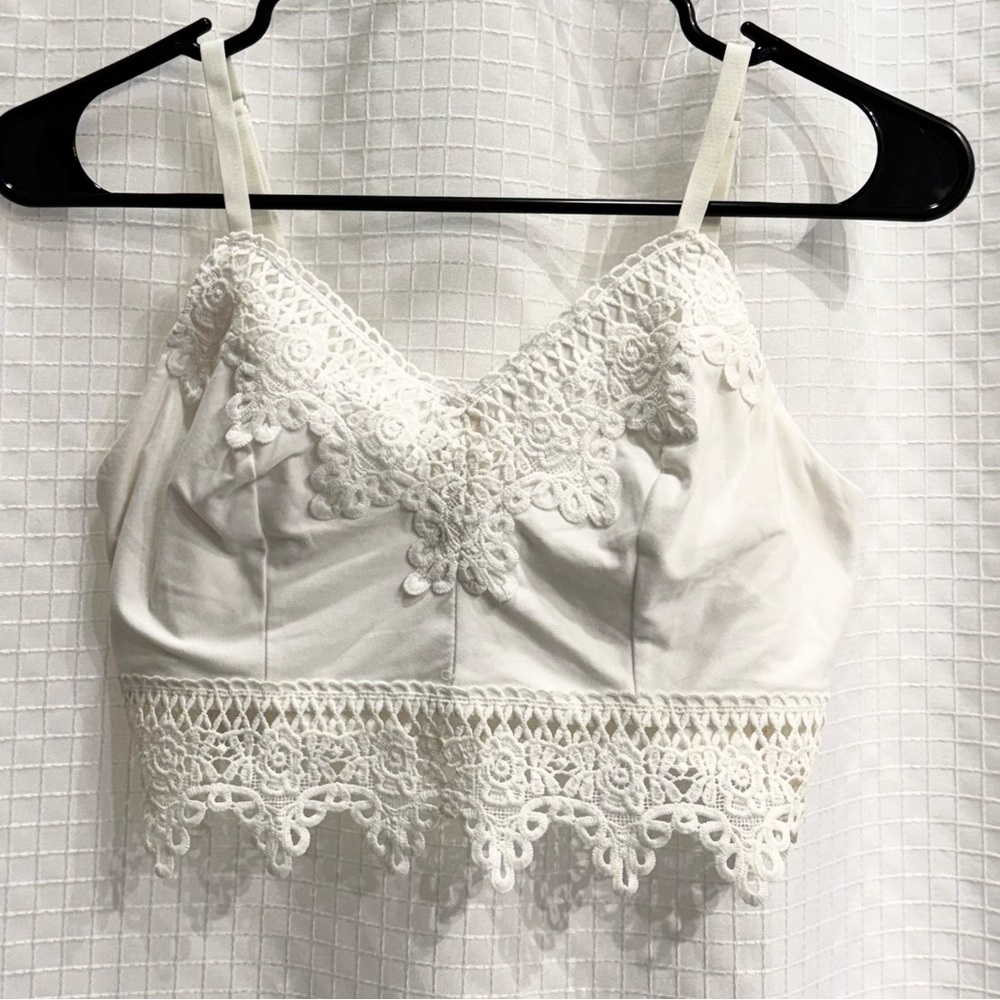 H&M White Lace-Trim Bralette